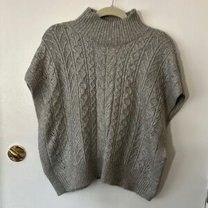 Gray Cable Knit Turtleneck Sweater